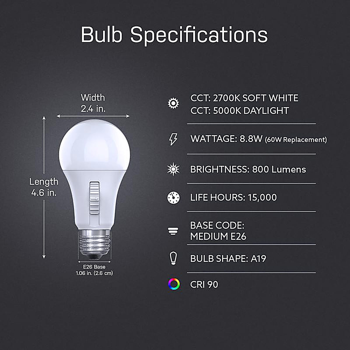 Feit Electric OM602CCTCATIMER Intellibulb A19 E26 (Medium) LED Bulb Soft White 60 Watt Equivalence 1 pk