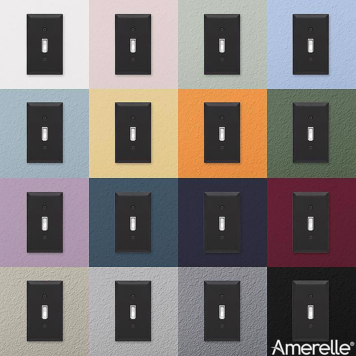 Amerelle 163RMB Century Matte Black 1 gang Stamped Steel Rocker Wall Plate 1/Pack