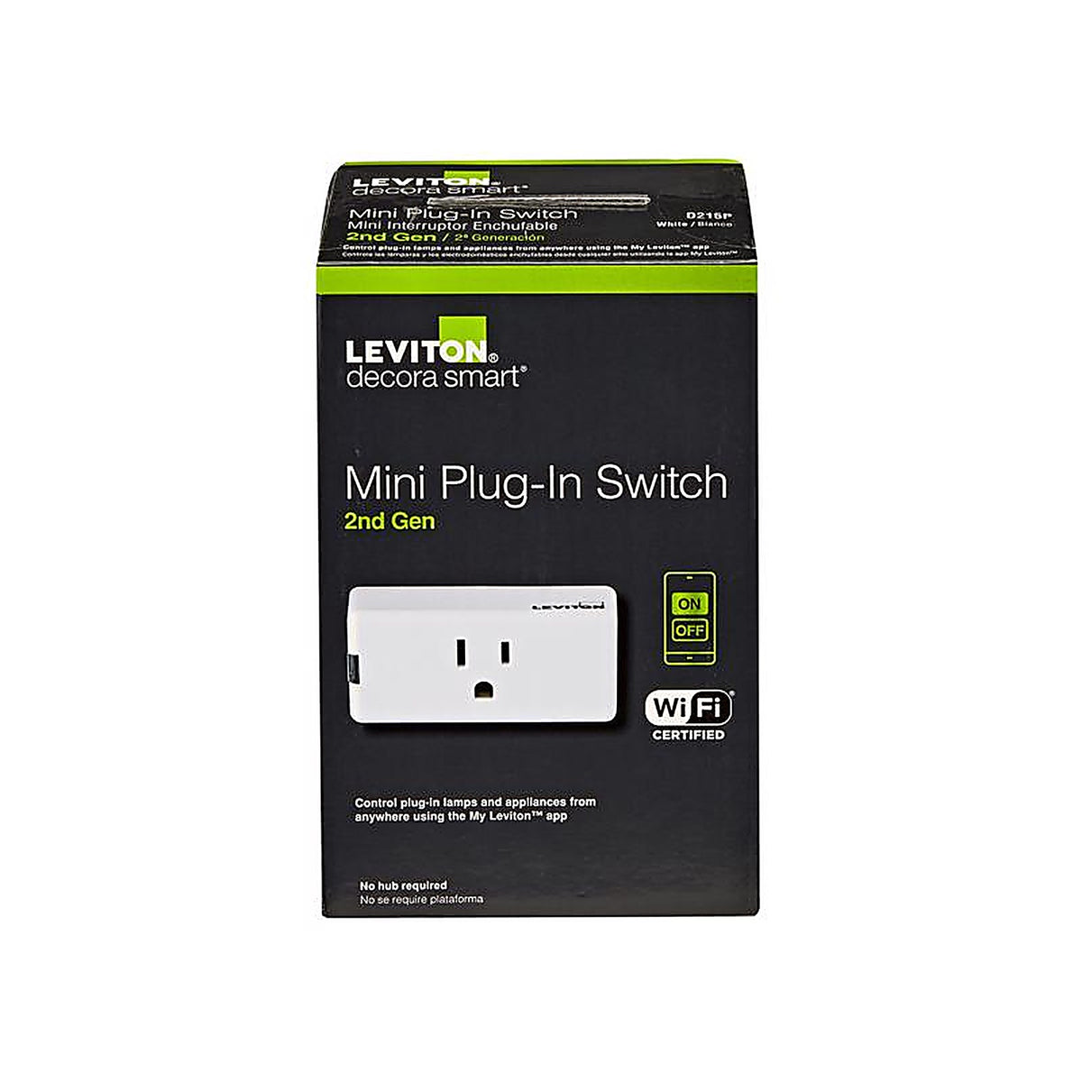 Leviton D215P-1RW Decora Smart Grounded 1 outlets Wi-Fi Mini Plug-In 1 pk