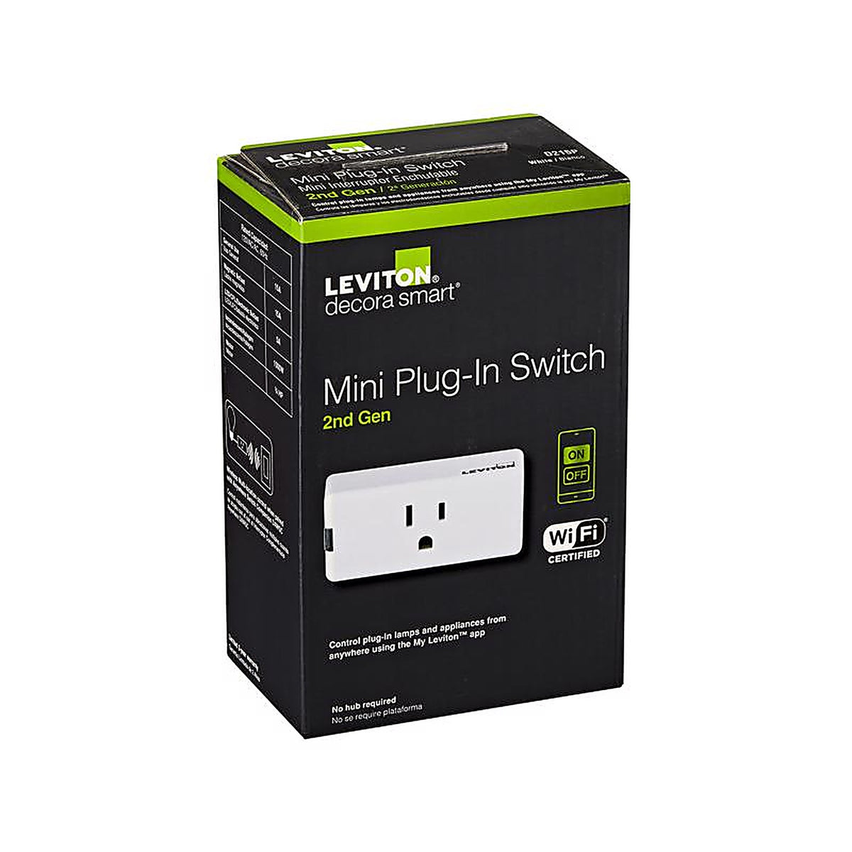 Leviton D215P-1RW Decora Smart Grounded 1 outlets Wi-Fi Mini Plug-In 1 pk