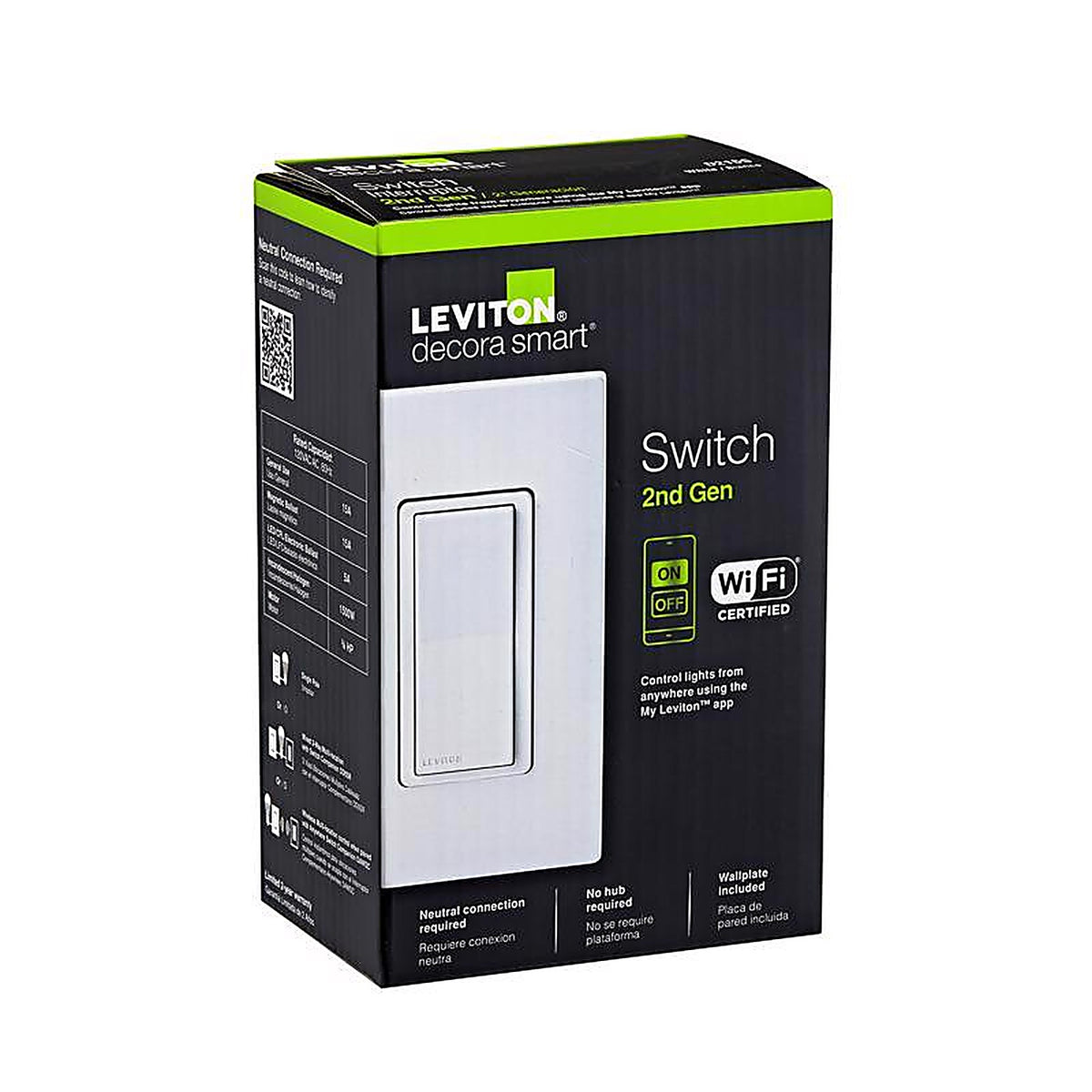 Leviton D215S-1RW Decora 15 amps WiFi Smart Switch White 1/Pack