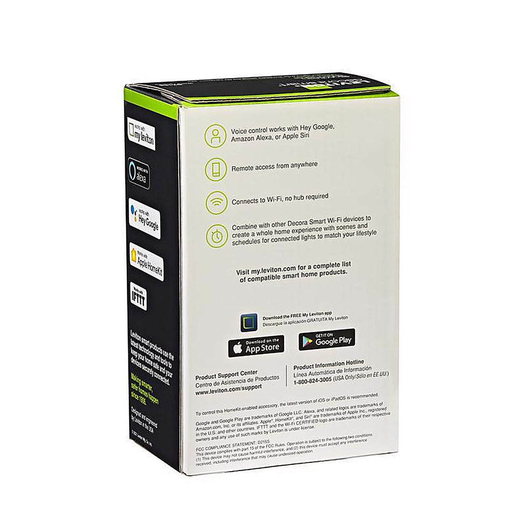 Leviton D215S-1RW Decora 15 amps WiFi Smart Switch White 1/Pack