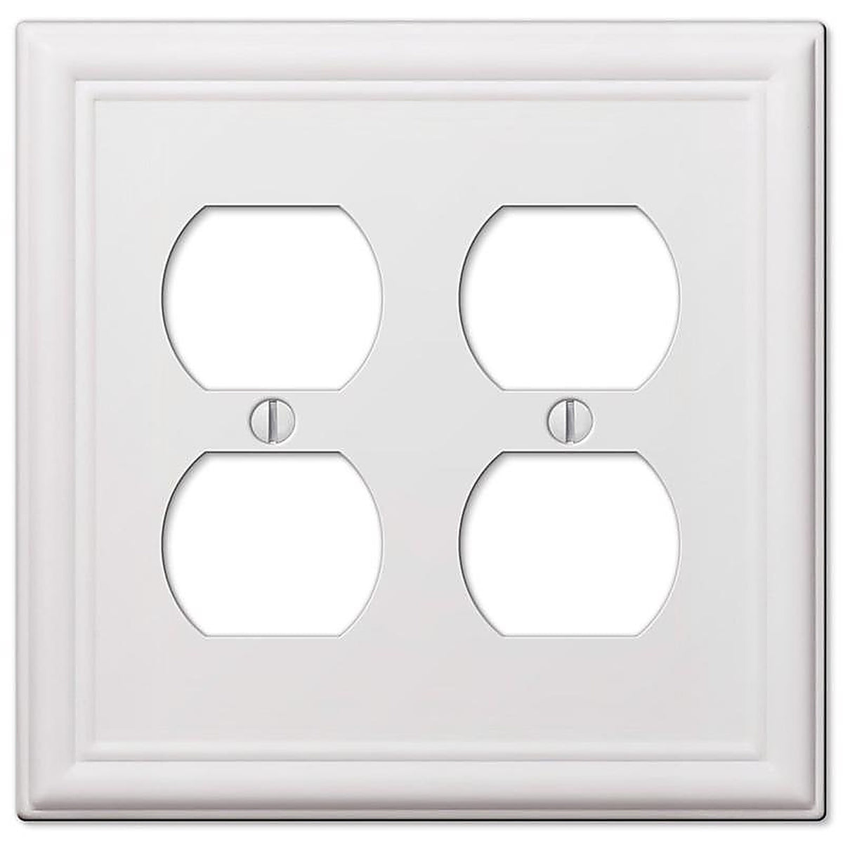 Amerelle 149DDW Chelsea White 2 gang Stamped Steel Duplex Outlet Wall Plate 1/Pack