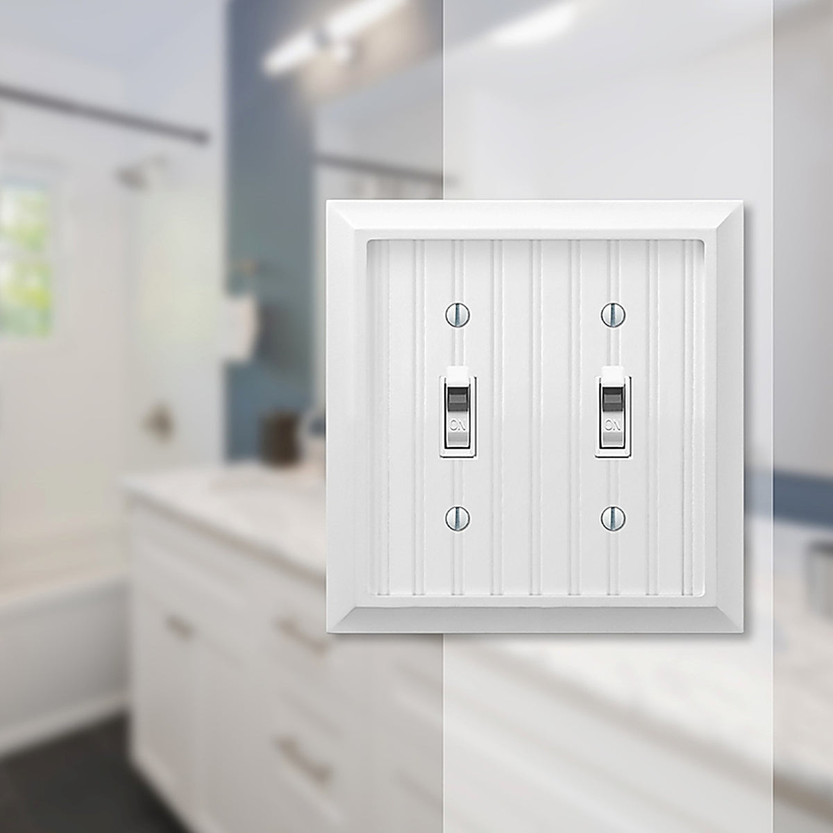 Amerelle 279TTW Cottage White 2 gang Wood Toggle Wall Plate 1 pk