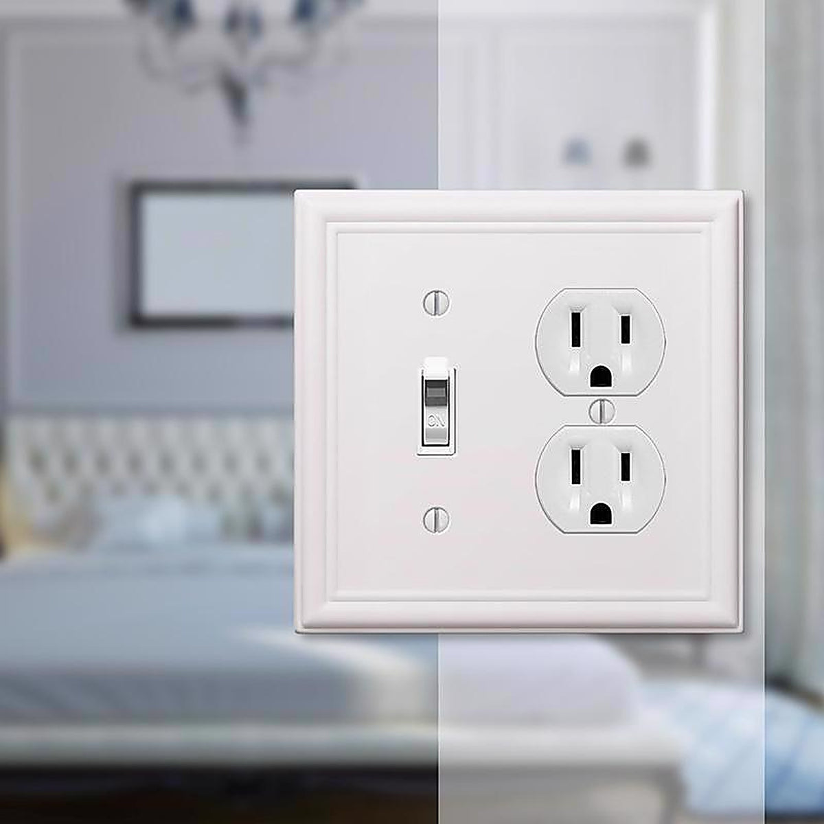 Amerelle 149TDW Chelsea White 2 gang Stamped Steel Duplex/Toggle Wall Plate 1/Pack