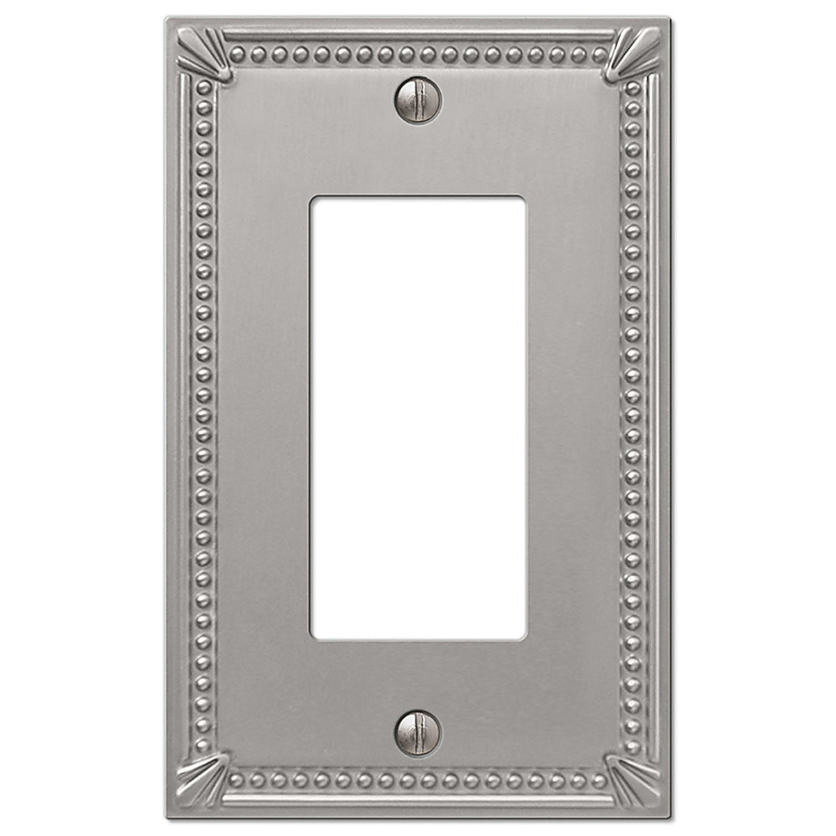 Amerelle 74RBN Imperial Bead Brushed Nickel Gray 1 gang Metal Rocker Wall Plate 1 pk