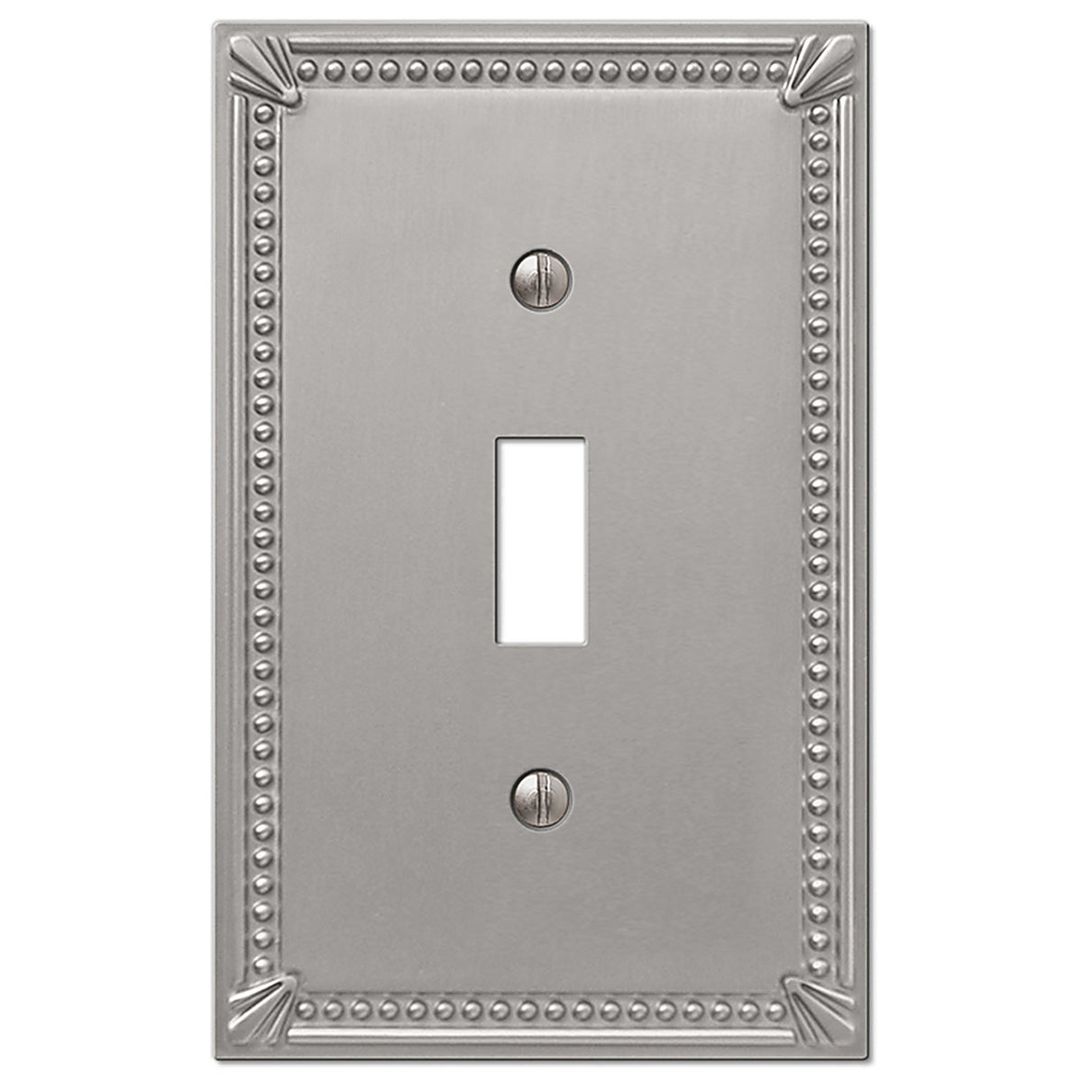 Amerelle 74TBN Imperial Bead Brushed Nickel Gray 1 gang Metal Toggle Wall Plate 1/Pack