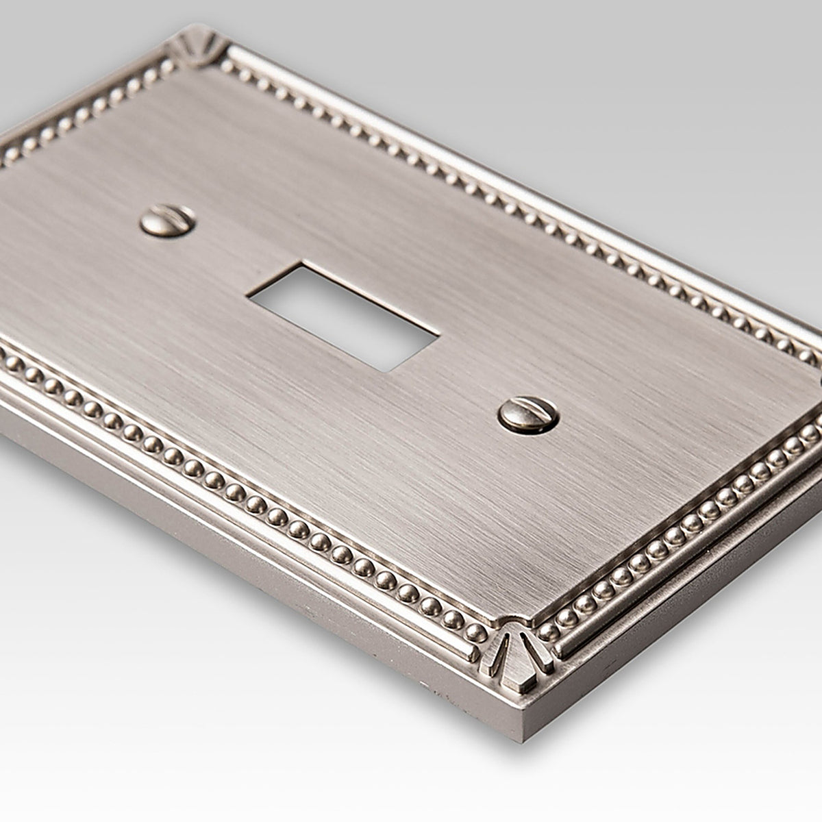 Amerelle 74TBN Imperial Bead Brushed Nickel Gray 1 gang Metal Toggle Wall Plate 1/Pack