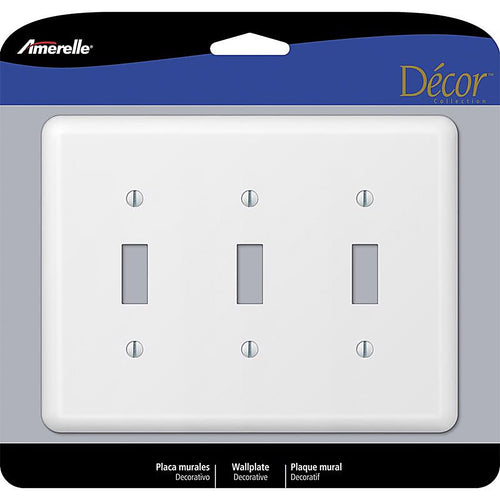 Amerelle 935TTTW Devon White 3 gang Stamped Steel Toggle Wall Plate 1/Pack