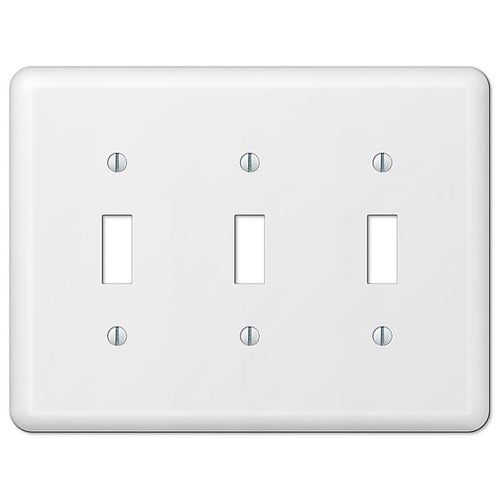 Amerelle 935TTTW Devon White 3 gang Stamped Steel Toggle Wall Plate 1/Pack
