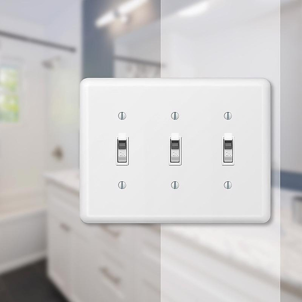 Amerelle 935TTTW Devon White 3 gang Stamped Steel Toggle Wall Plate 1/Pack