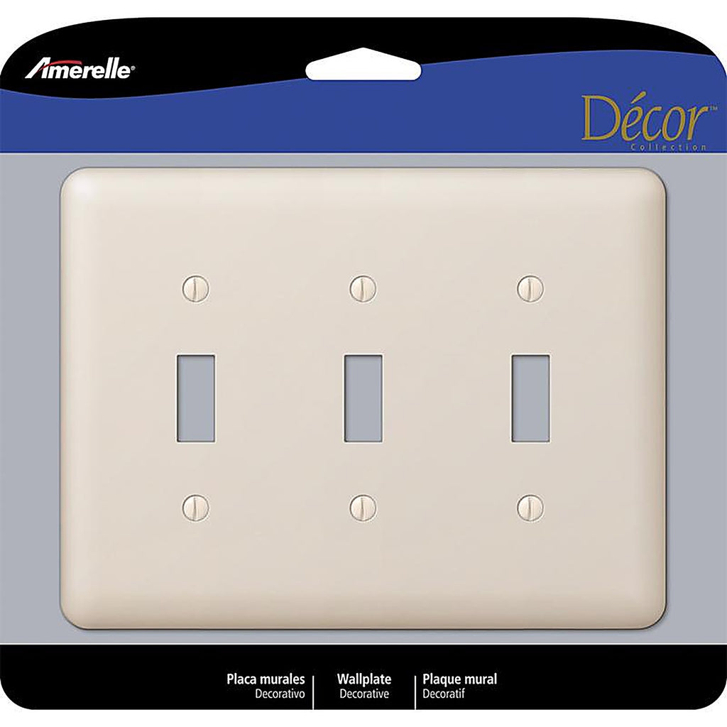 Amerelle - 935TTTAL - Devon Light Almond 3 Gang Stamped Steel Toggle Wall Plate 1 Pack