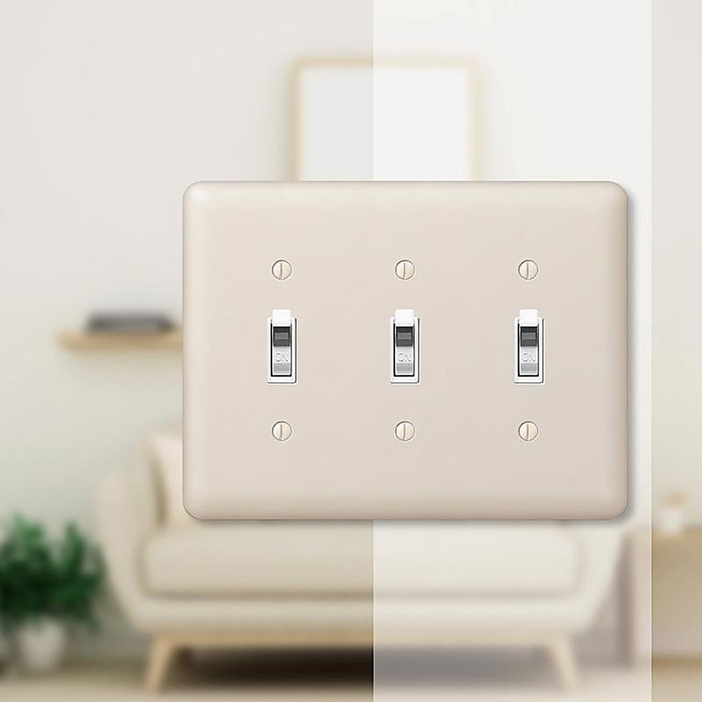 Amerelle - 935TTTAL - Devon Light Almond 3 Gang Stamped Steel Toggle Wall Plate 1 Pack