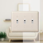 Amerelle - 935TTTAL - Devon Light Almond 3 Gang Stamped Steel Toggle Wall Plate 1 Pack