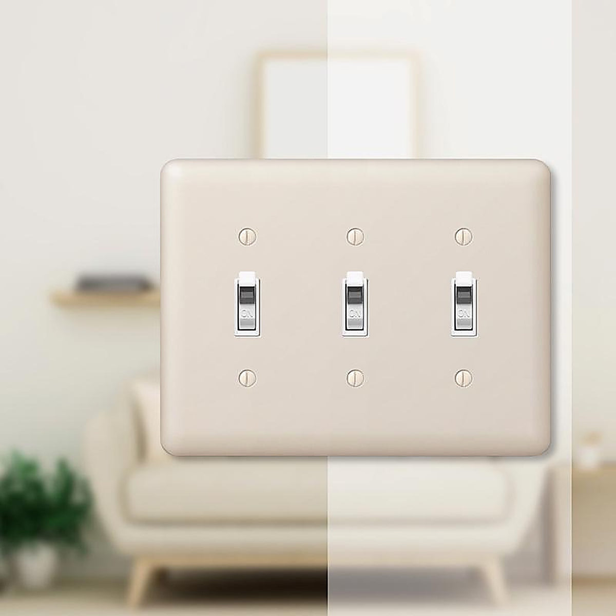 Amerelle - 935TTTAL - Devon Light Almond 3 Gang Stamped Steel Toggle Wall Plate 1 Pack