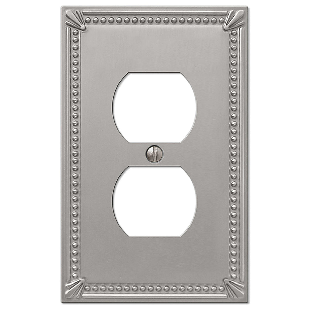 Amerelle 74DBN Imperial Bead Brushed Nickel Gray 1 gang Metal Duplex Outlet Wall Plate 1 pk