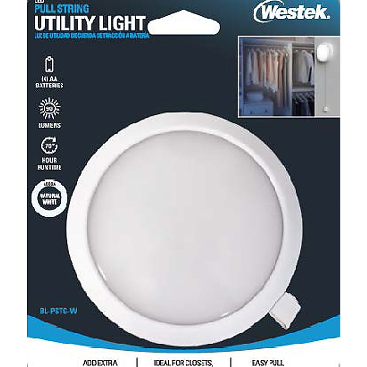 Westek BL-PSTG-W 4.1 in. H X 4.1 in. W X 1.25 in. L White Utility Light