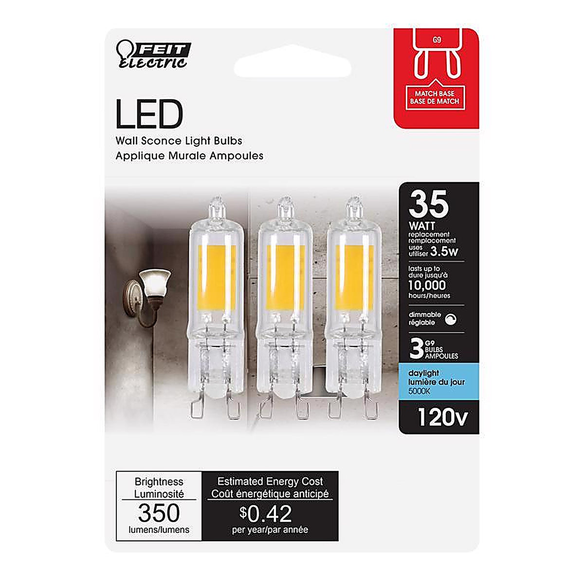 Feit Electric BP35G9850LED3PK T4 G9 LED Bulb Daylight 35 W 3 pk
