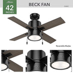 Hunter 53433 Beck 42 in. Matte Black LED Indoor Ceiling Fan