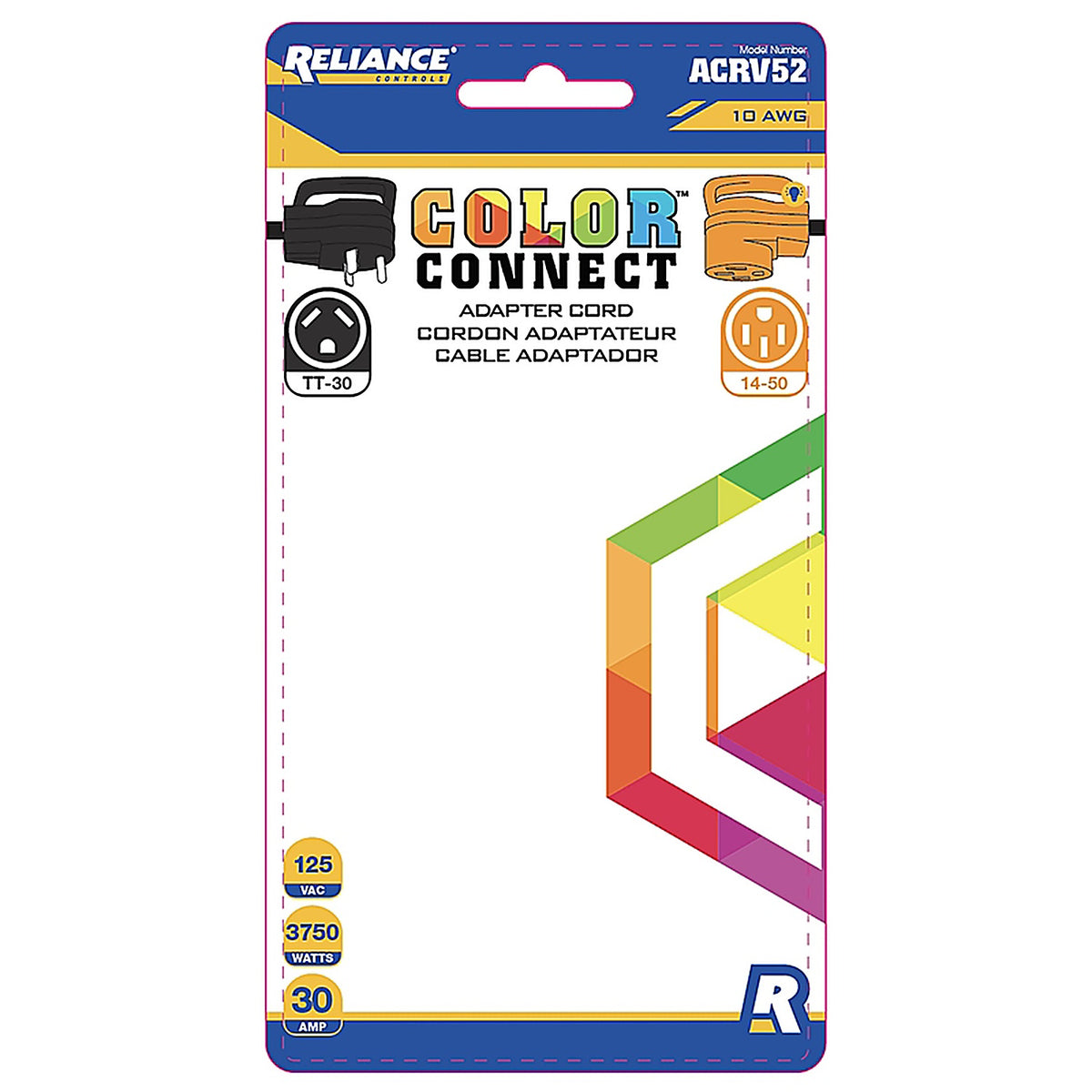 Reliance - AC52RV - Controls Color Connect 10/3 Sjtw 120 V 12 In. L Adapter Cord