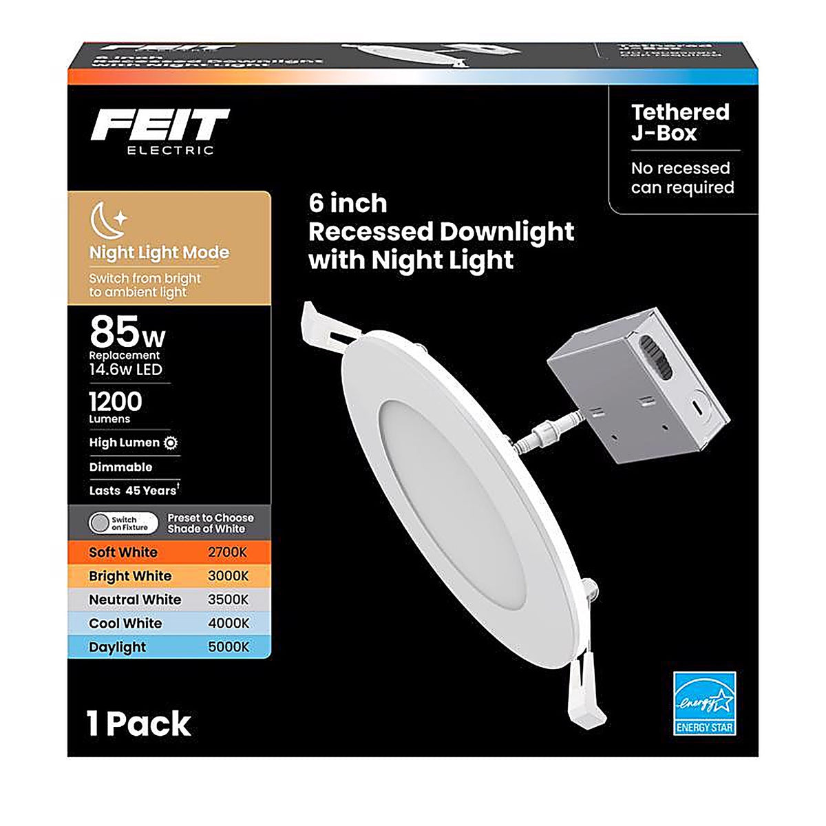 Feit Electric LED6XHONL5CCTCA White 6 in. W Aluminum LED Recessed Downlight 85 W