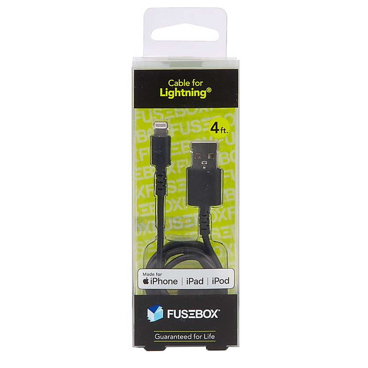 Fusebox - 131 1702 FB2 - Lightning Black USB Cable for Apple 4 Ft. L