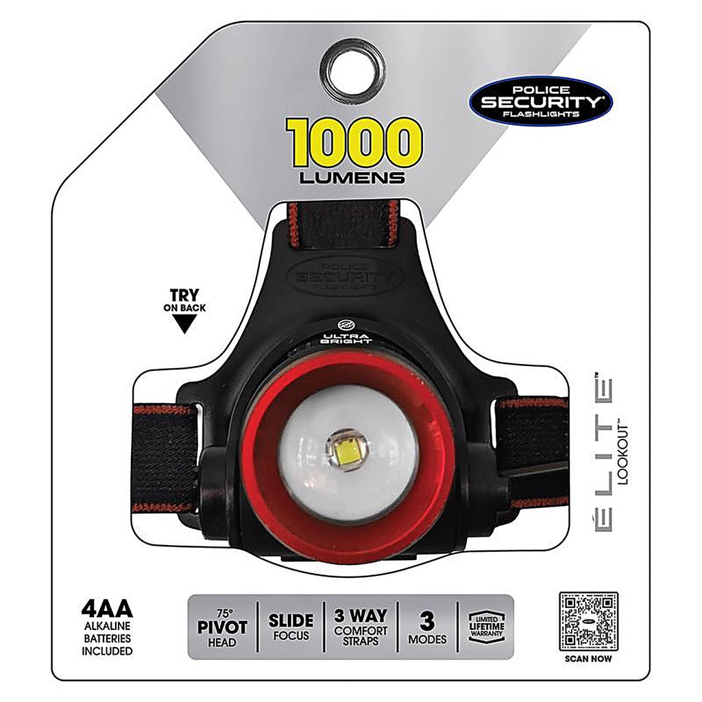 Police Security - 98070 - Lookout 1000 LM Black LED Head Lamp AA Battery