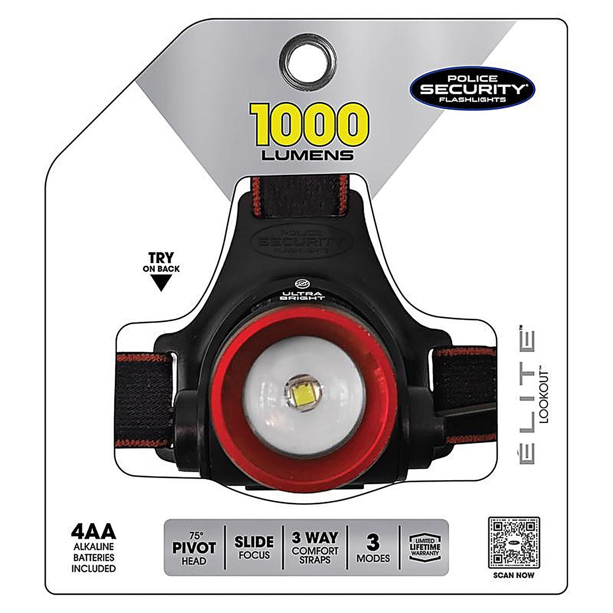 Police Security - 98070 - Lookout 1000 LM Black LED Head Lamp AA Battery