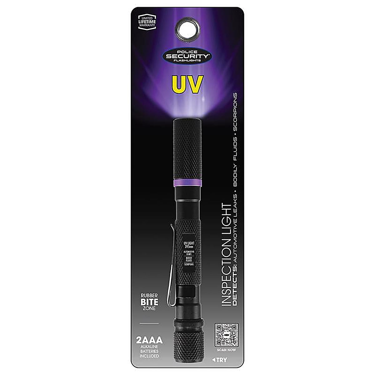 Police Security - 98343 - UV Light Black LED Pen Light Aaa Battery