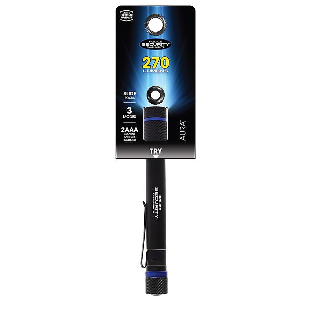 Police Security - 98394 - Aura 270 LM Black LED Pen Light Aaa Battery