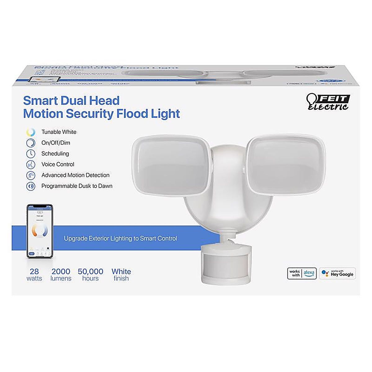 Feit Electric S9DFLCCTMOTWHAG SMART Motion-Sensing Hardwired LED White Security Floodlight
