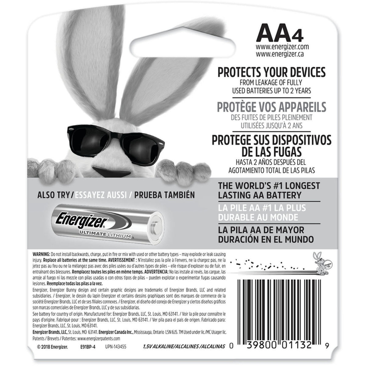 Energizer E91BP-4 Max AA Alkaline Batteries 4 pk Carded