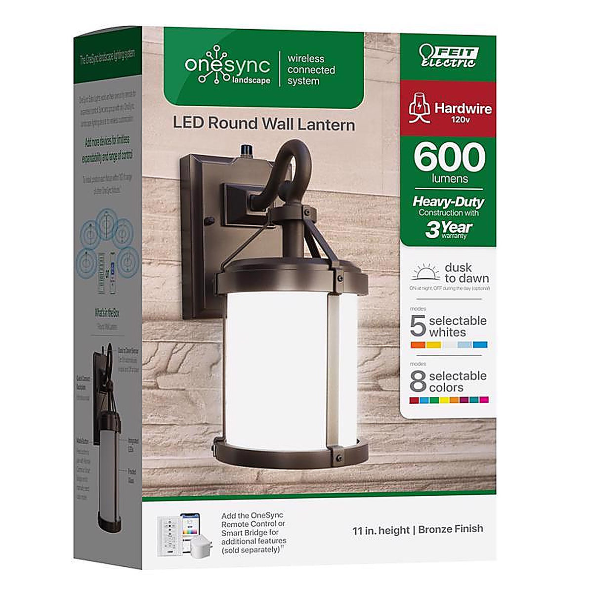 Feit - LAN11RND/SYNCBZ - Smart Home Bronze Dusk to Dawn LED Wall Lantern