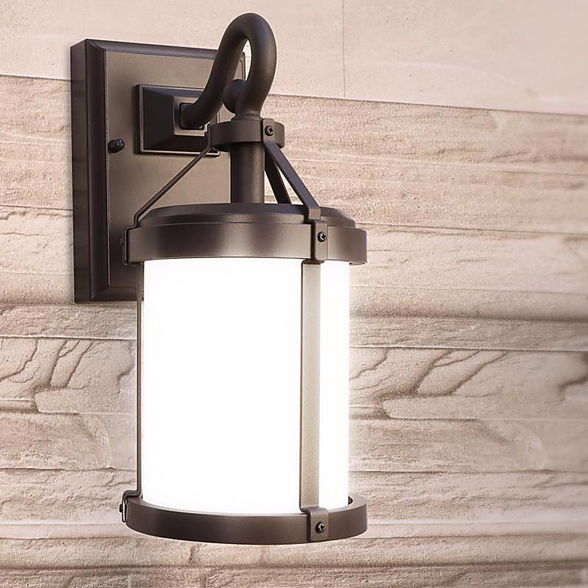 Feit - LAN11RND/SYNCBZ - Smart Home Bronze Dusk to Dawn LED Wall Lantern