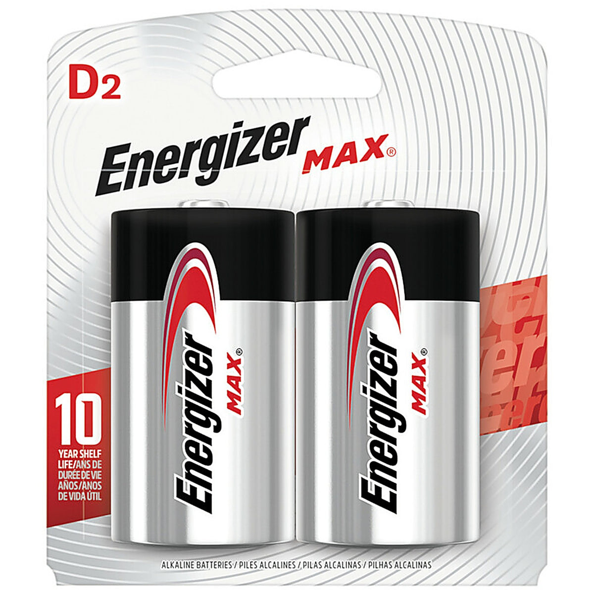 Energizer E95BP-2(GE) Max D Alkaline Batteries 2 pk Carded
