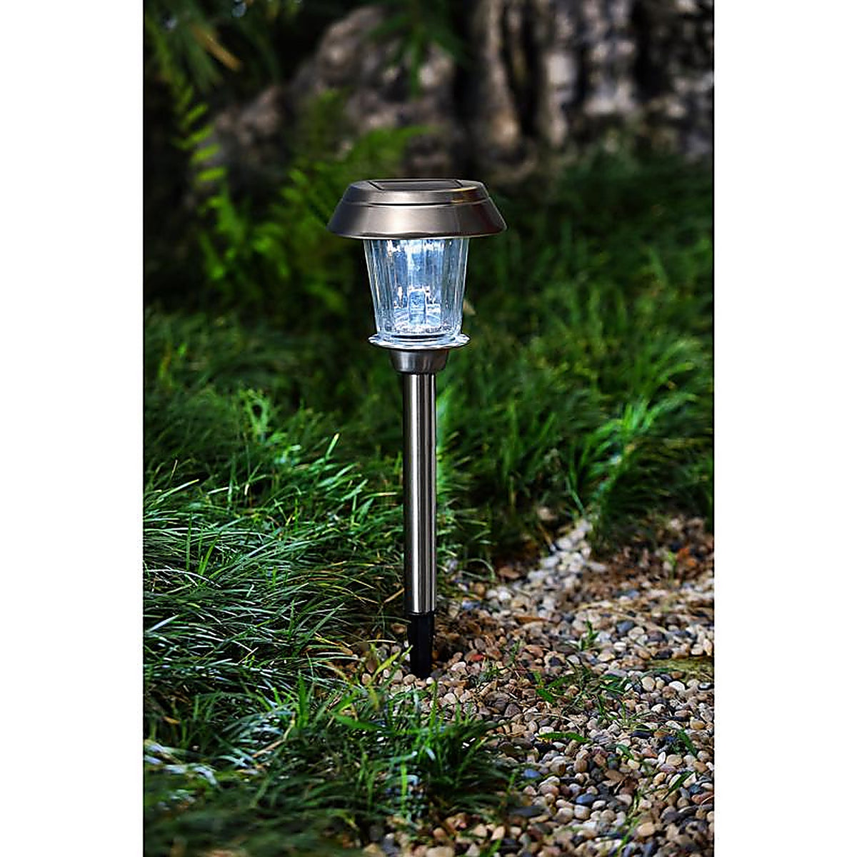 Living Accents - GLE738369S-PDQ - Brushed Nickel Solar Powered 0.2 W LED Pathway Light 1 Pack