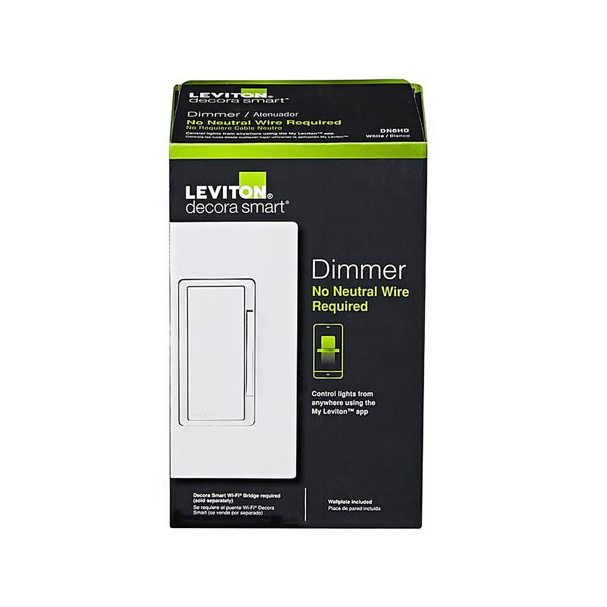 Leviton DN6HD-1RW Decora White WiFi Smart Dimmer Switch 1 pk