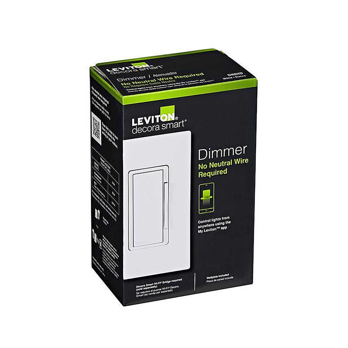 Leviton DN6HD-1RW Decora White WiFi Smart Dimmer Switch 1 pk