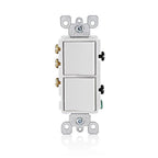 Leviton - 05641-0WS - Decora 15 Amps Single Pole 3-Way/Combination Duplex Combination Switch White 1 Pack