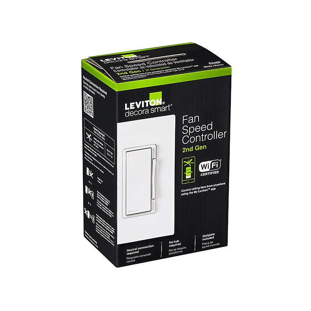 Leviton D24SF-1RW Decora Rocker Fan Control Switch White 1 pk