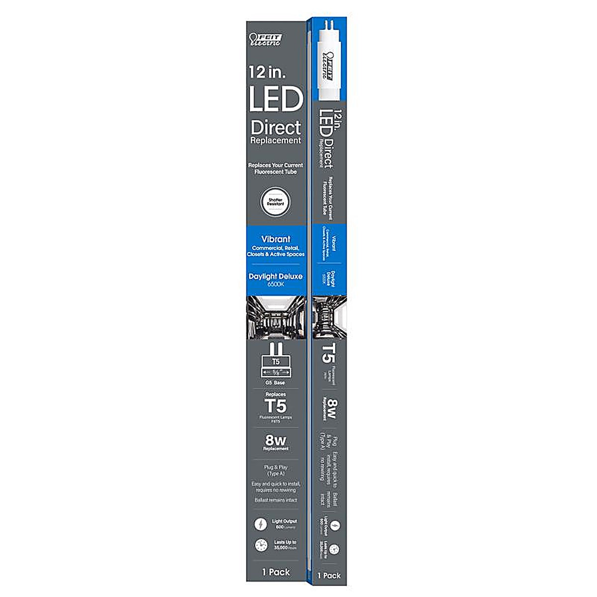 Feit - T512/865/LED - T5 Daylight Deluxe 12 In. Bi-Pin Linear LED Linear Lamp 8 Watt Equivalence 1 Pack
