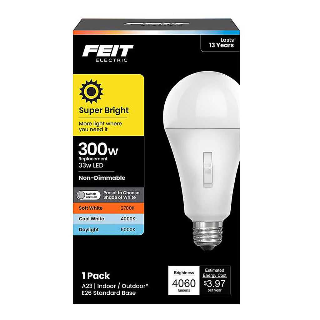 Feit Electric OM300/3CCT/LEDI A23 E26 (Medium) LED Bulb Tunable White/Color Changing 300 Watt Equivalence 1 pk