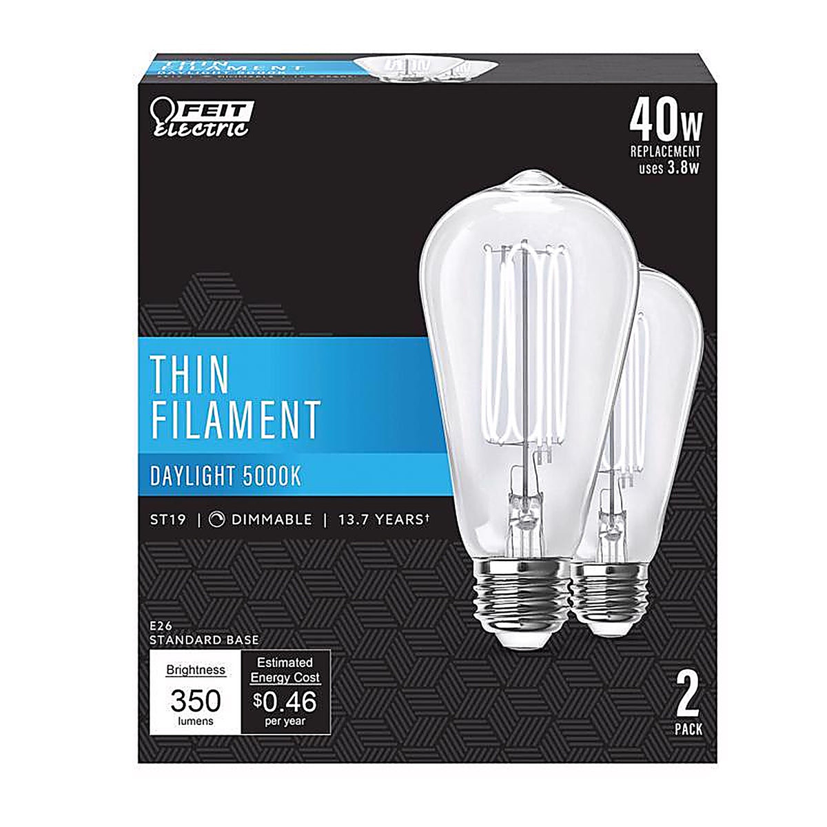 Feit Electric ST1940950CATFL2 ST19 E26 (Medium) Filament LED Bulb Daylight 40 Watt Equivalence 1 pk