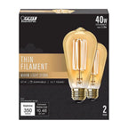 Feit - ST1940/VGTFIL2 - St19 E26 (Medium) Filament LED Bulb Warm White 40 Watt Equivalence 2 Pack