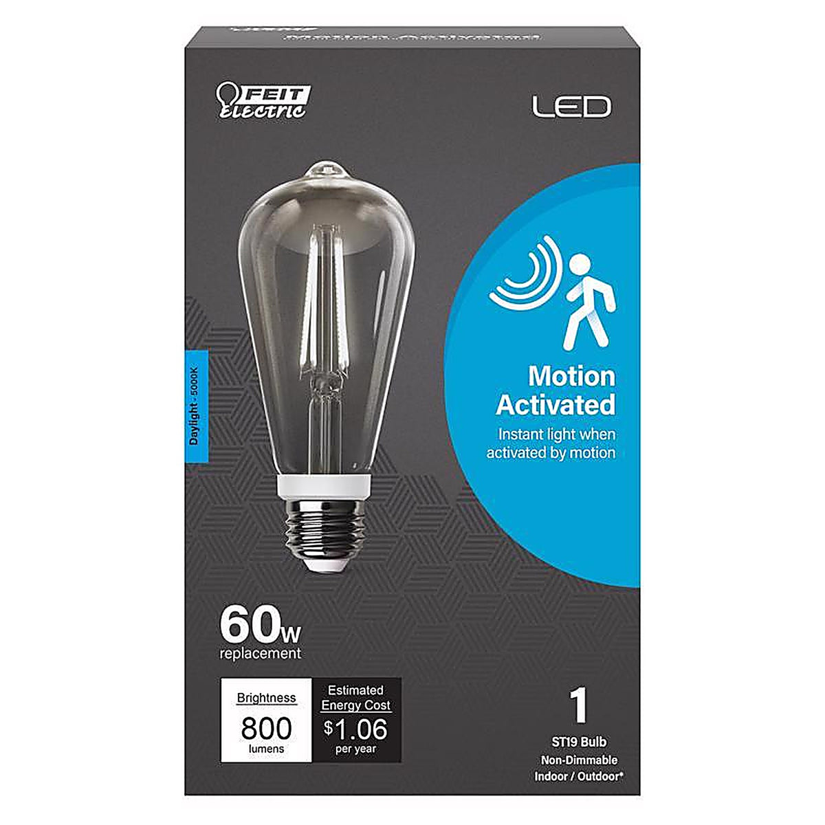 Feit Electric ST19C950CAMFILD ST19 E26 (Medium) LED Motion Activated Bulb Daylight 60 Watt Equivalence 1 pk
