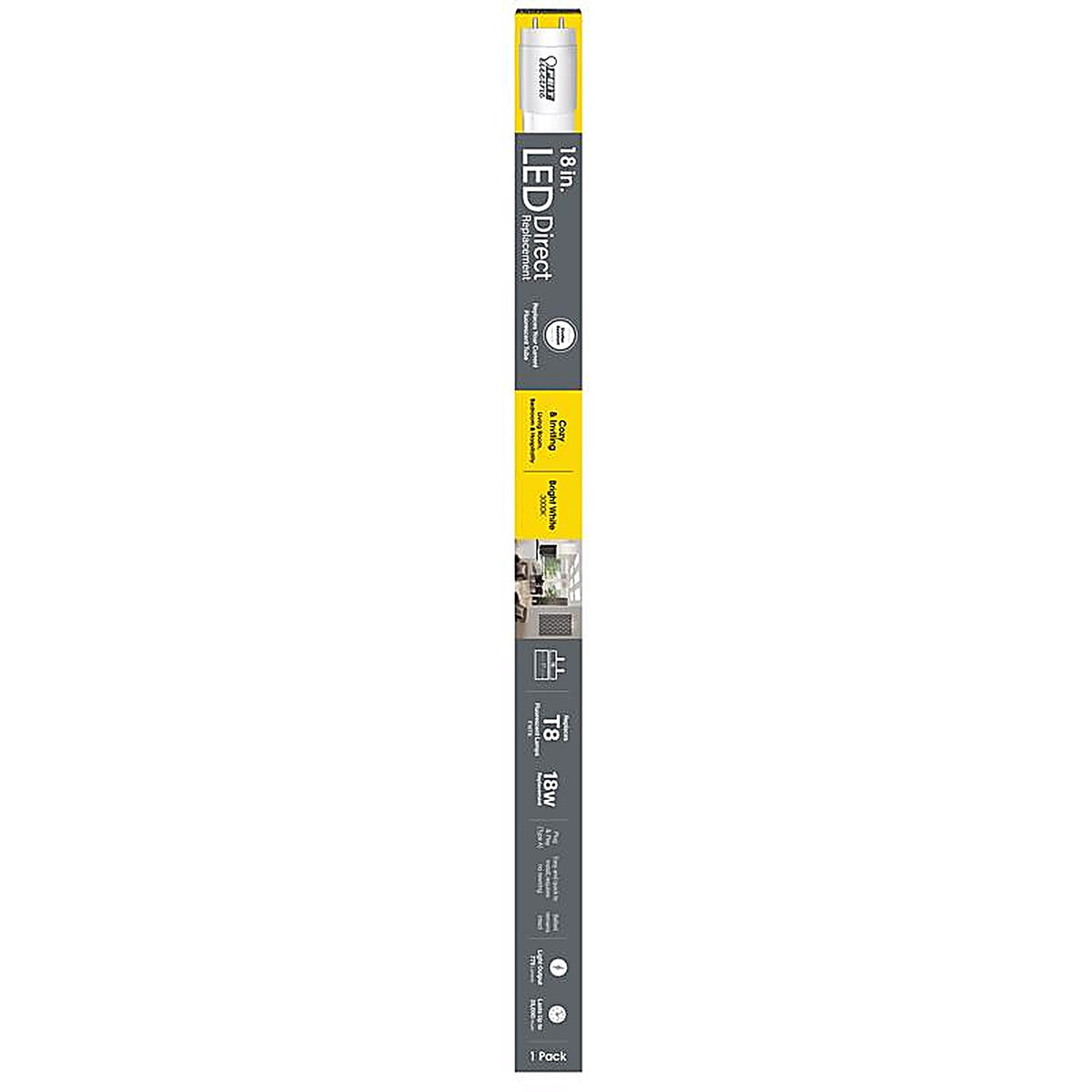 Feit - T818/830/LED - T8 Bright White 18 In. G13 Linear LED Linear Lamp 18 Watt Equivalence 1 Pack