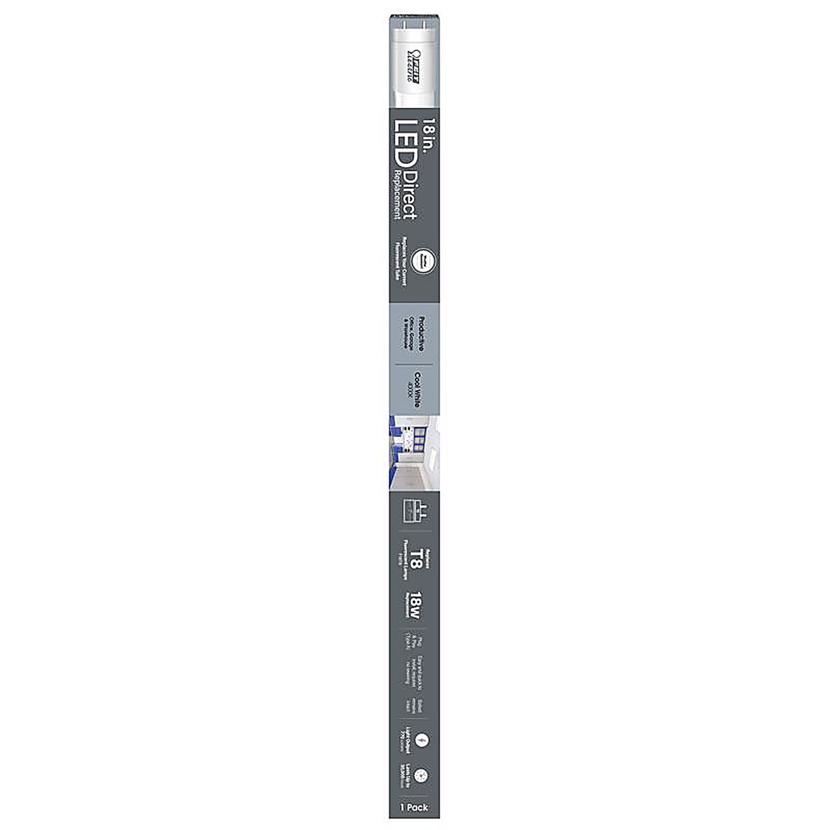 Feit - T818/840/LED - T8 Cool White 18 In. G13 Linear LED Linear Lamp 18 Watt Equivalence 1 Pack