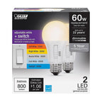 Feit Electric OM60DM/6WYCA/2 A19 E26 (Medium) LED Light Bulb Color Changing 60 Watt Equivalence 1 pk