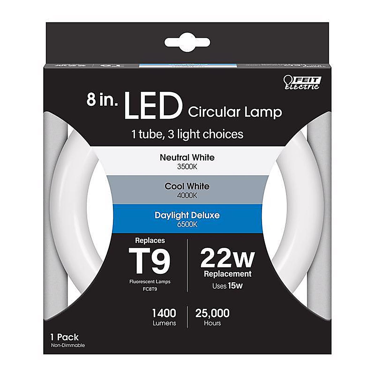 Feit - FC8/3CCT/LED - T9 4-Pin LED Tube Light Color Changing 22 Watt Equivalence 1 Pack