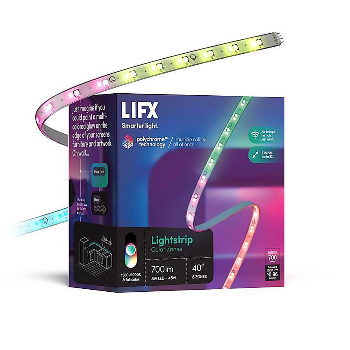 Lifx - LZ3TV1MUS - Smart Home 40 In. L Color Changing Plug-In LED Smart-Enabled Tape Light 1 Pack